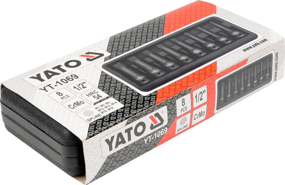 IMPACT BIT SOCKET SET SPLINE 8PCS  1/2" (YT-1069)