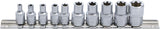 SOCKET SET, E-TYPE | 6.3 MM (1/4") / 10 MM (3/8") DRIVE | E4 - E16 | 10 PCS. (9548)