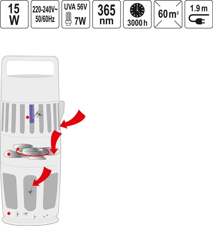 INSECT KILLER LAMP WITH FAN, UV-A 15W (67012)