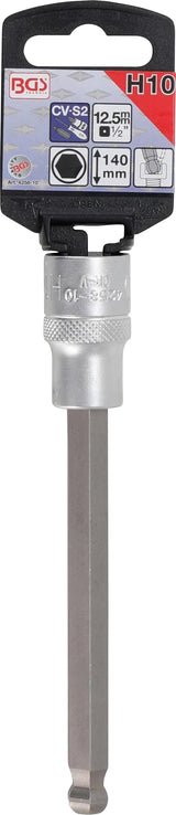 BIT SOCKET | LENGTH 140 MM | 12.5 MM (1/2") DRIVE | INTERNAL HEXAGON WITH BALL HEAD 10 MM (4258-10)