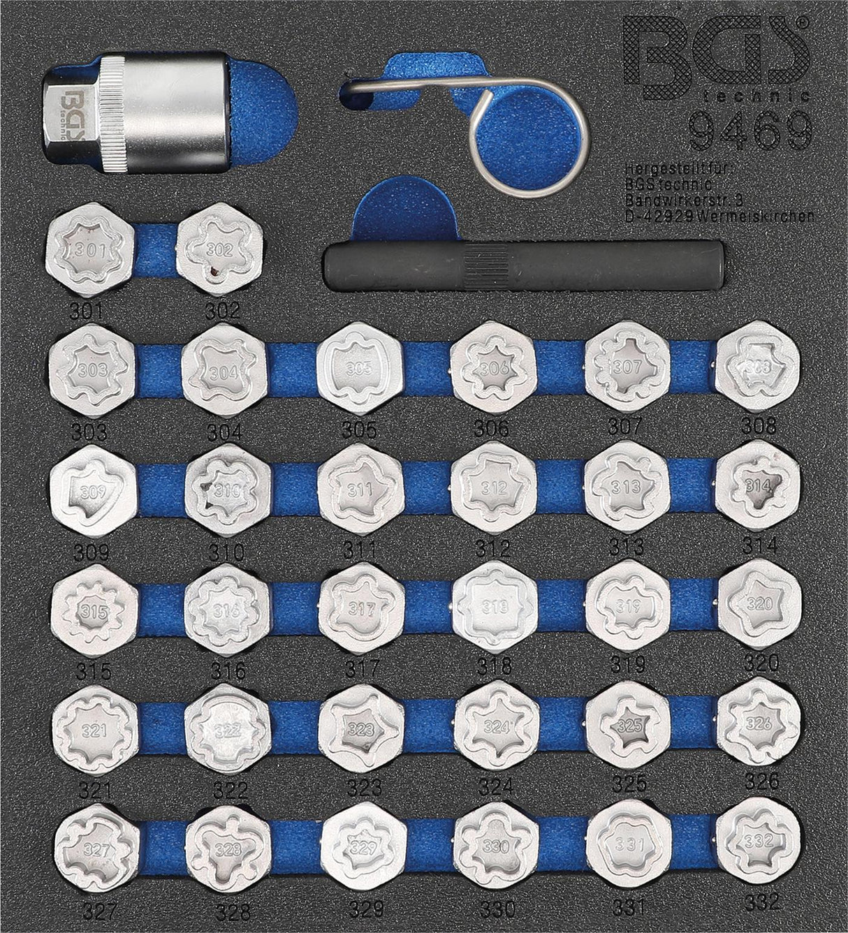 TOOL TRAY 1/6: RIM LOCK SOCKET SET FOR MERCEDES-BENZ | 35 PCS. (9469)