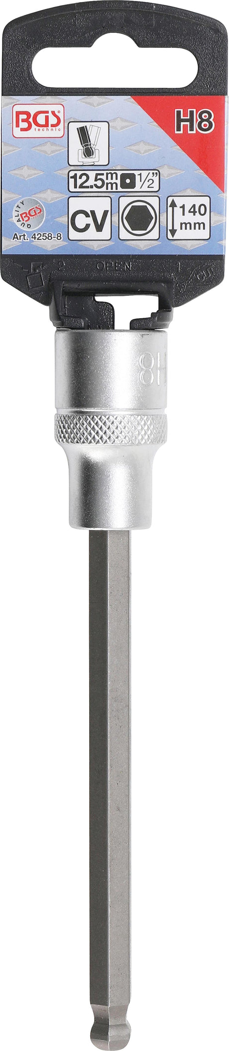 Ruuvikärki puristettu hylsyyn | pituus 140 mm | 12,5 mm (1/2") | kuusiokolo nivelillä 8 mm (4258-8)