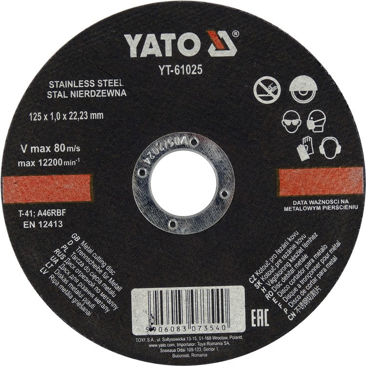 INOX CUTTING DISC 125X1,0X22,2MM (YT-61025)