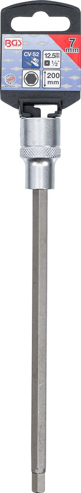 BIT SOCKET | LENGTH 200 MM | 12.5 MM (1/2") DRIVE | INTERNAL HEXAGON 7 MM (4277)