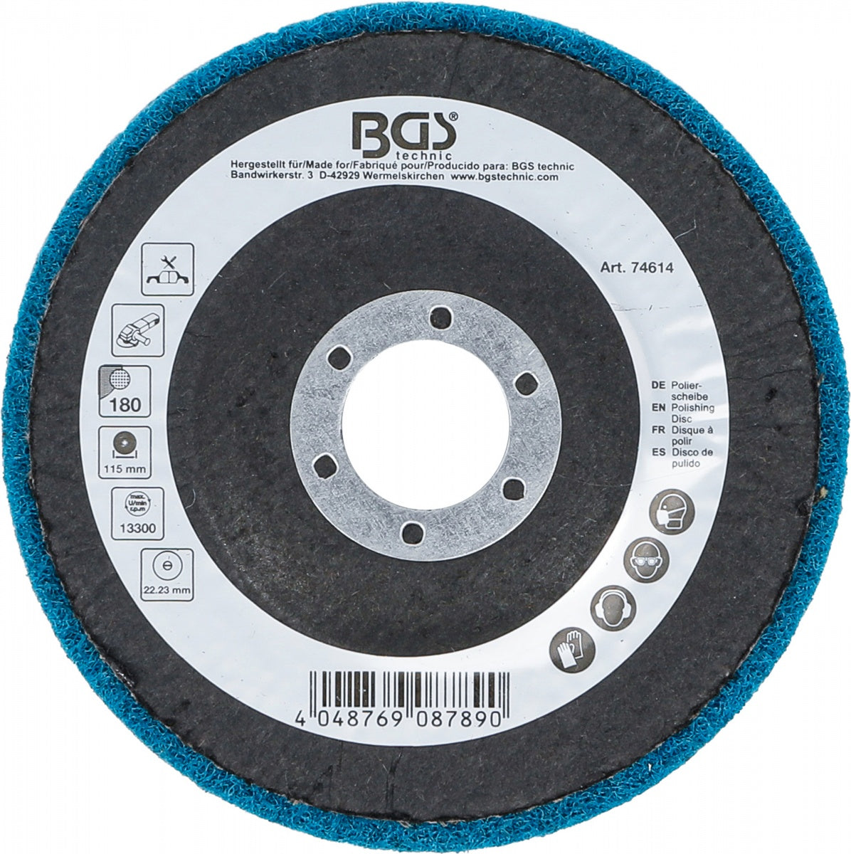 POLISHING DISC | ALUMINUM OXIDE | Ø 115 MM | GRAIN SIZE 180 (74614)