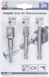 ELECTRIC DRILL ADAPTOR SET | 6.3 MM (1/4") DRIVE | 6.3 MM (1/4") / 10 MM (3/8") / 12.5 MM (1/2") | 3 PCS. (8204)