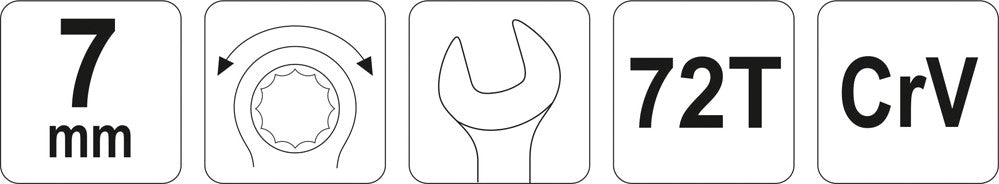 COMBINATION RATCHET WRENCH, 7MM (YT-01907)