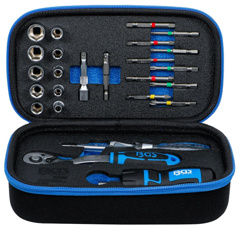 SOCKET, RATCHET, SCREWDRIVER AND BIT SET | 6.3 MM (1/4") | 26 PCS. (2098)