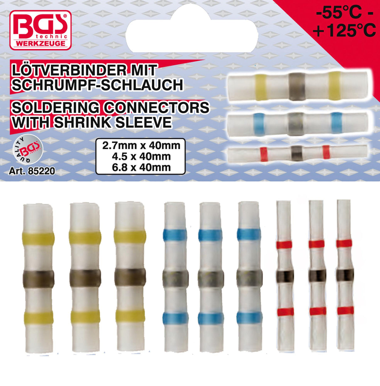 SOLDERING CONNECTOR ASSORTMENT | WITH SHRINK TUBE | 9 PCS. (85220)