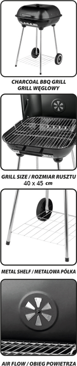 GARDEN BBQ GRILL W. A LID, 40X45CM (99580)
