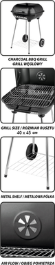 GARDEN BBQ GRILL W. A LID, 40X45CM (99580)