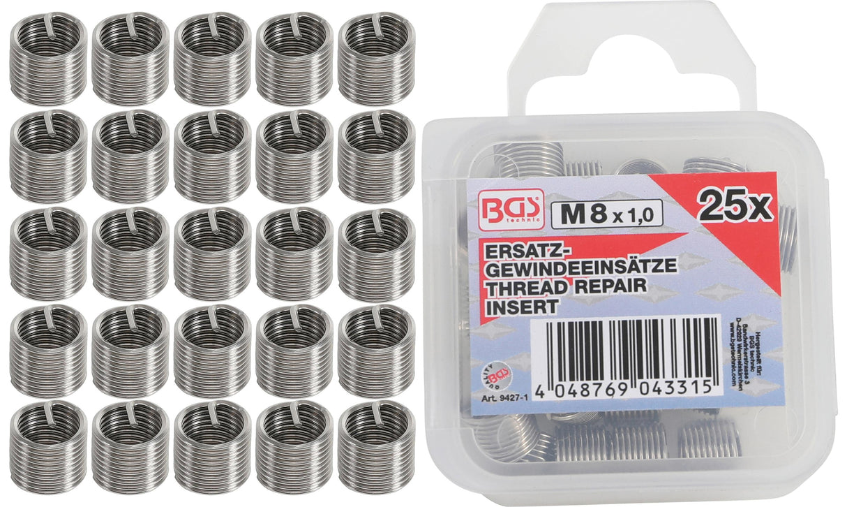 REPLACEMENT THREAD INSERTS | M8 X 1.0 MM | 25 PCS. (9427-1)