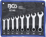 COMBINATION SPANNER SET | EXTRA SHORT | INCH SIZES | 3/8" - 7/8" | 8 PCS. (32140)