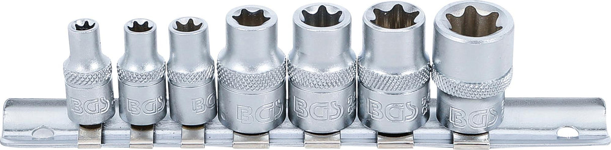 SOCKET SET, E-TYPE | 6.3 MM (1/4") / 10 MM (3/8") DRIVE | E6 - E16 | 7 PCS. (2027)