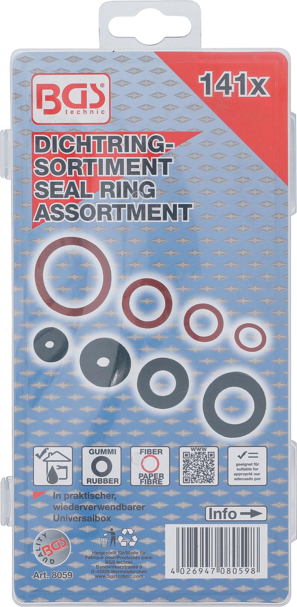SEAL RING ASSORTMENT | RUBBER AND FIBREGLASS | 141 PCS. (8059)