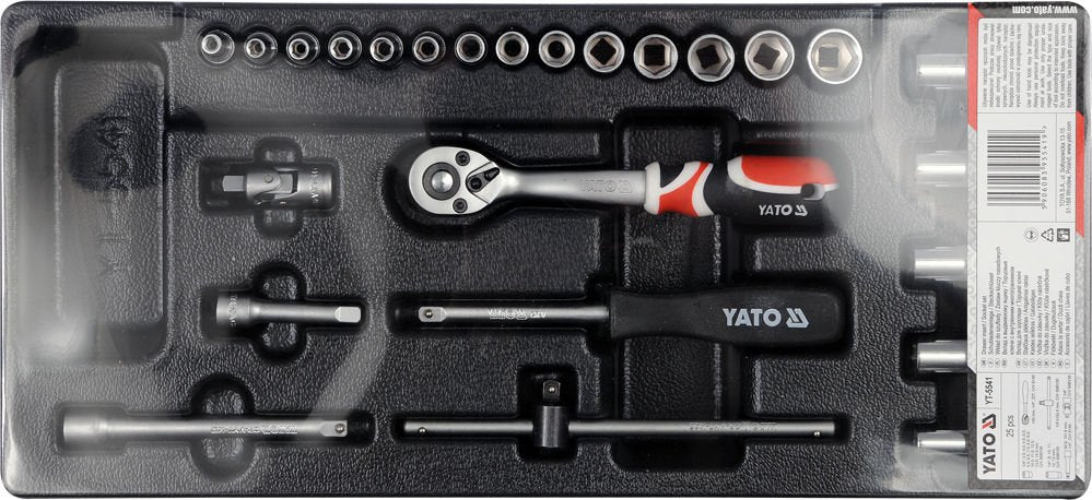 PVC TRAY WITH 25PCS SOCKET SET 1/4 (YT-5541)