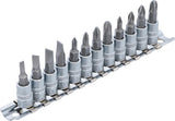 BIT SOCKET SET | 6.3 MM (1/4") DRIVE | SLOT SL, CROSS SLOT PH, CROSS SLOT PZ | 12 PCS. (2163)