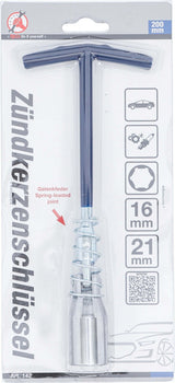 SPARK PLUG WRENCH WITH T-HANDLE, JOINT SPRING | HEXAGON 16 MM / 21 MM (142)