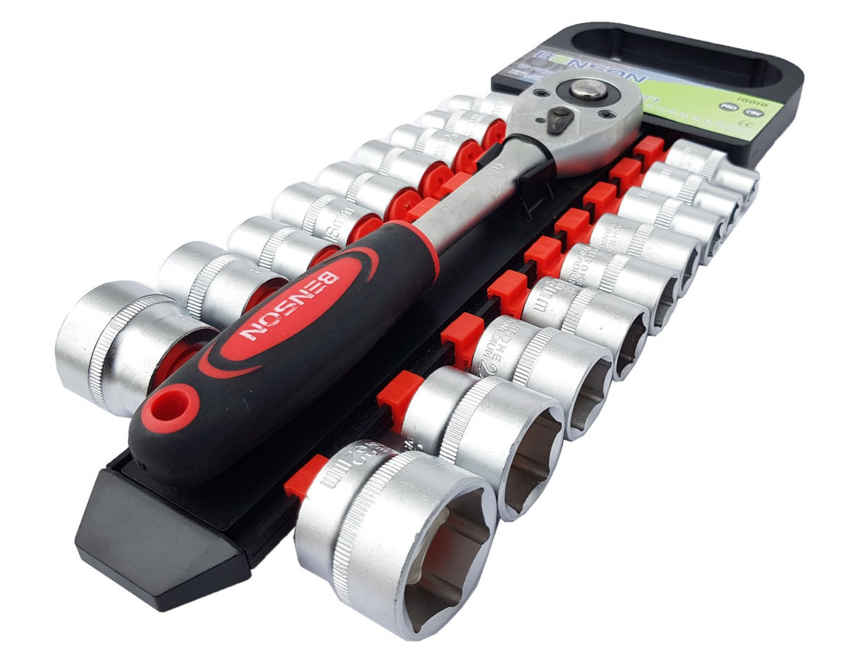 SOCKET SET WITH RATCHET | 12.5 MM (1/2") | 8-32 MM | 19 PCS. (ES10010)