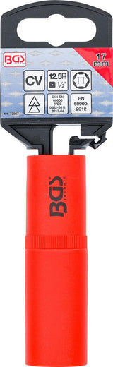 VDE SOCKET, HEXAGON | 12.5 MM (1/2") DRIVE | 17 MM (72067)
