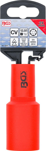 VDE SOCKET, HEXAGON | 12.5 MM (1/2") DRIVE | 24 MM (72074)