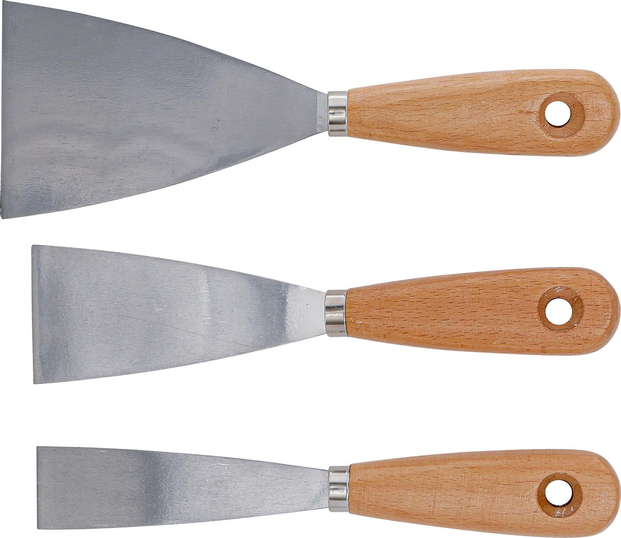 PUTTY KNIFE SET | WOODEN HANDLE | 30 / 50 / 80 MM | 3 PCS. (85218)