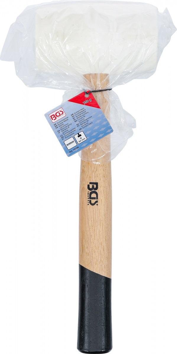 RUBBER MALLET | HICKORY HANDLE | WHITE HEAD | Ø 64 MM | 750 G (70140)