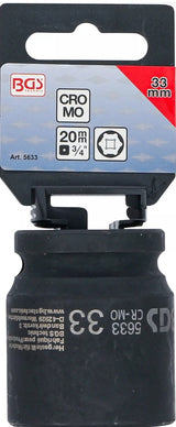 IMPACT SOCKET, HEXAGON | 20 MM (3/4") DRIVE | 33 MM (5633)
