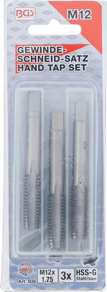 TAP SET | STARTER, PLUG, BOTTOMING TAP | HSS-G | M12 X 1.75 | 3 PCS. (936)