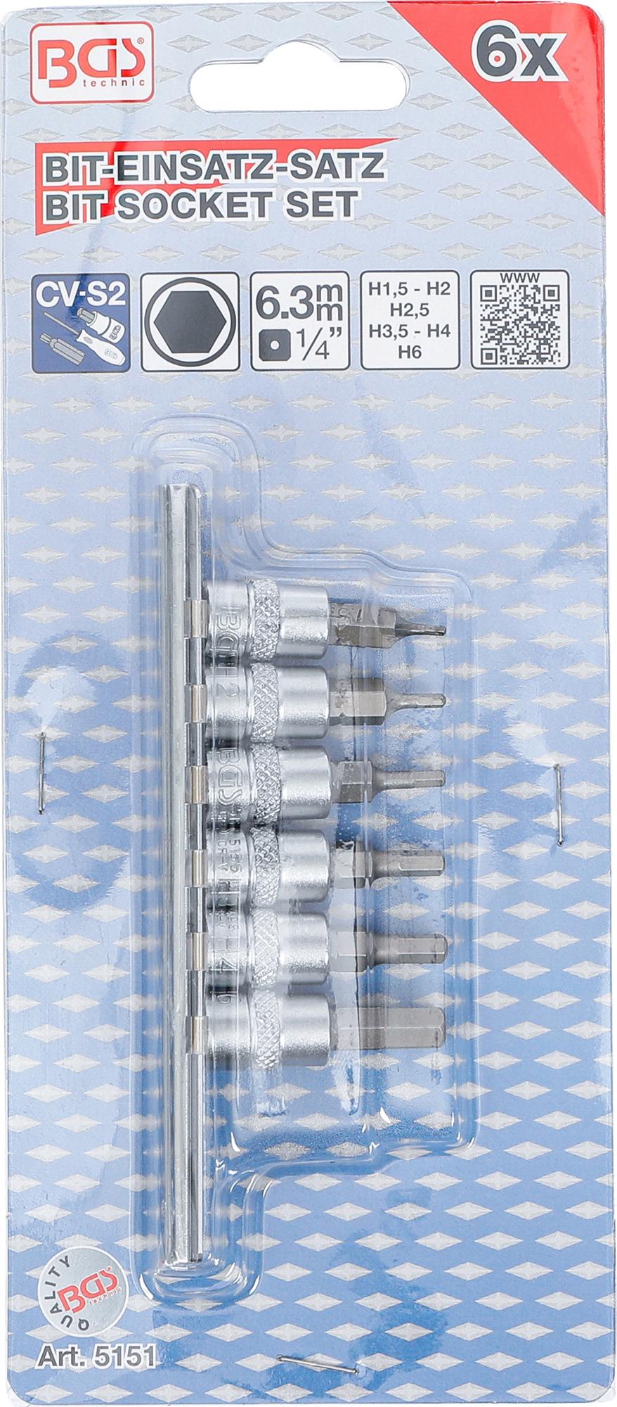 BIT SOCKET SET | 6.3 MM (1/4") DRIVE | INTERNAL HEXAGON 1.5 - 6 MM | 6 PCS. (5151)