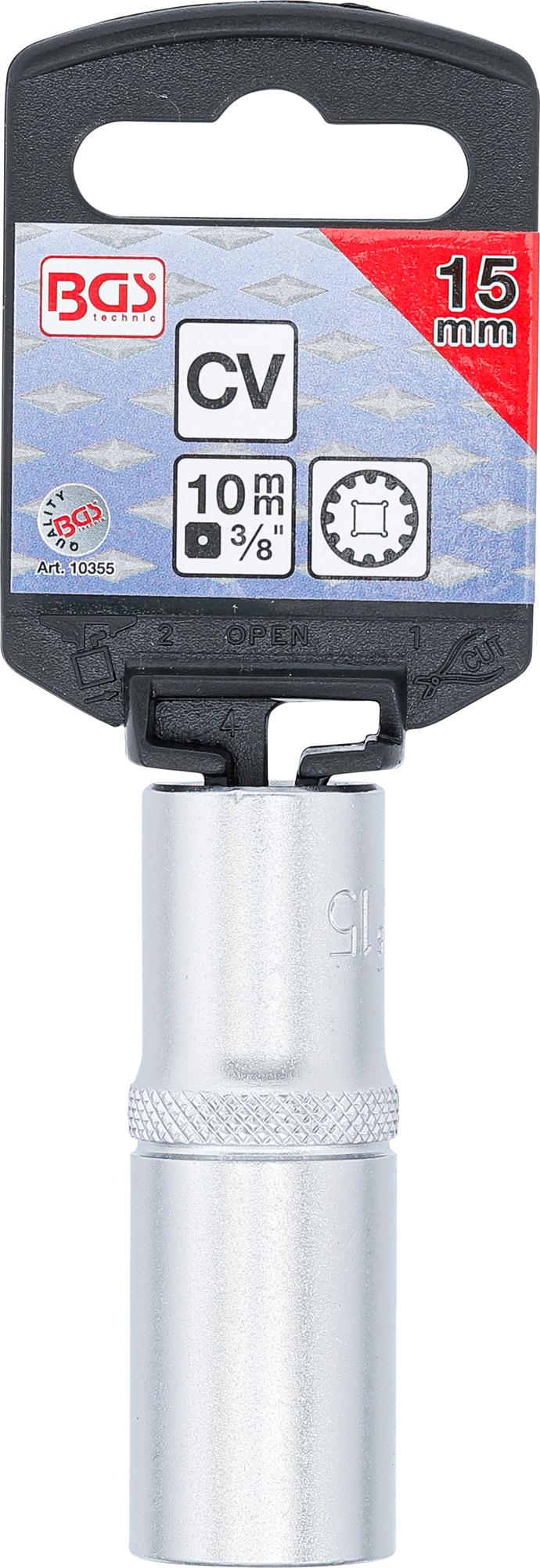 SOCKET, GEAR LOCK, DEEP | 10 MM (3/8") DRIVE | 15 MM (10355)