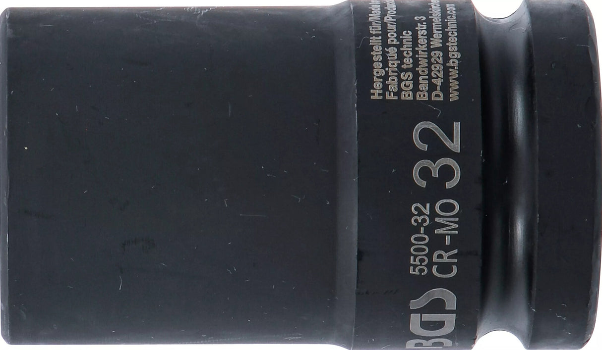 IMPACT SOCKET HEXAGON, DEEP | 25 MM (1") DRIVE | 32 MM (5500-32)