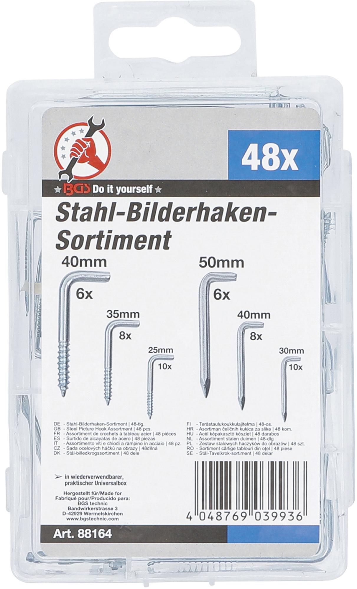 STEEL PICTURE HOOK ASSORTMENT | 48 PCS. (88164)