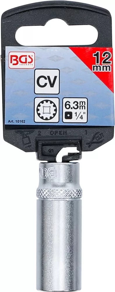 SOCKET, GEAR LOCK, DEEP | 6.3 MM (1/4") DRIVE | 12 MM (10162)