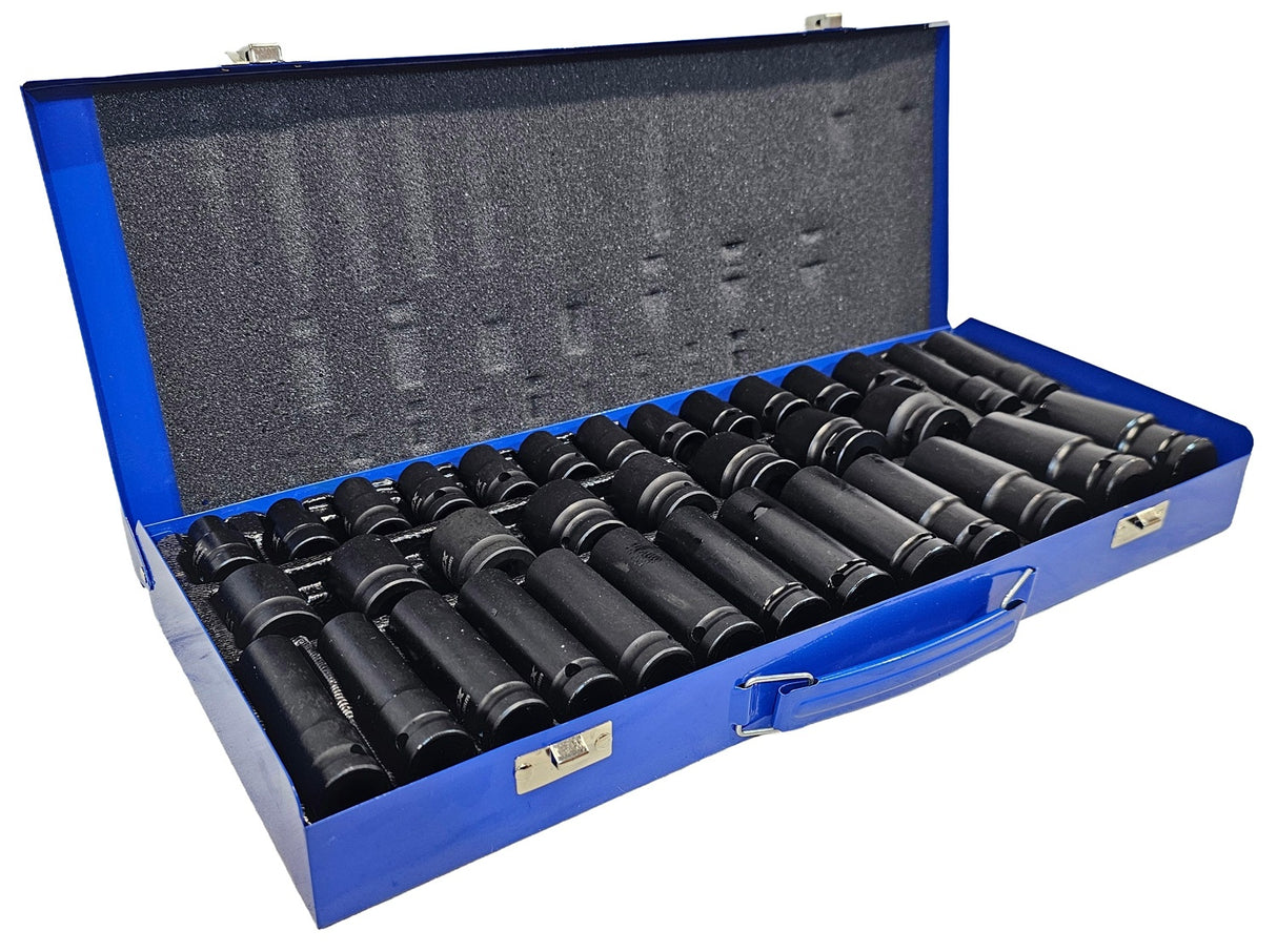SET OF IMPACT SOCKETS LONG AND SHORT | CR-MO | 8 - 32 MM | 35 PCS. (SK12235M)
