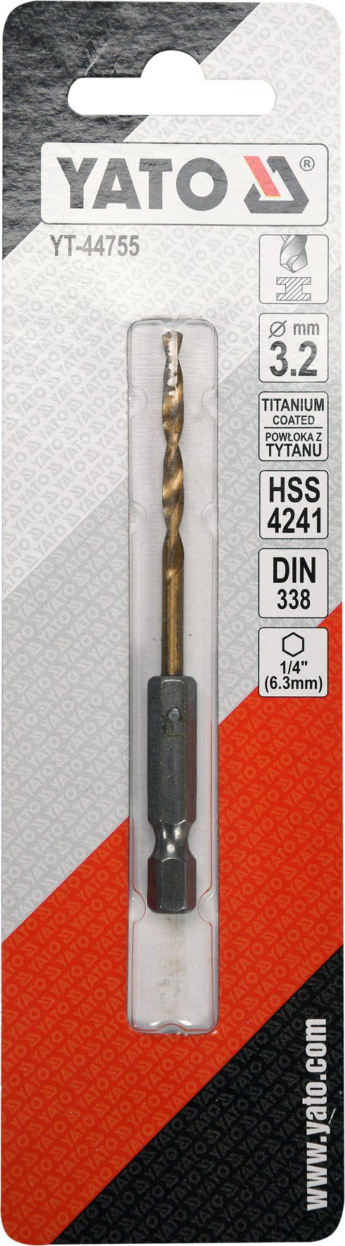 METAL DRILL WITH HEX SHANK 3,2MM TITAN (YT-44755)