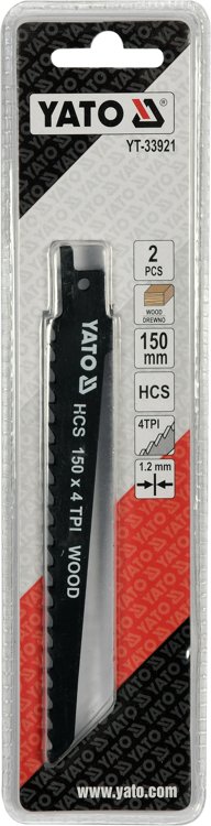 SABRE SAW BLADES HCS150MM 4TPI 2PCS (YT-33921)