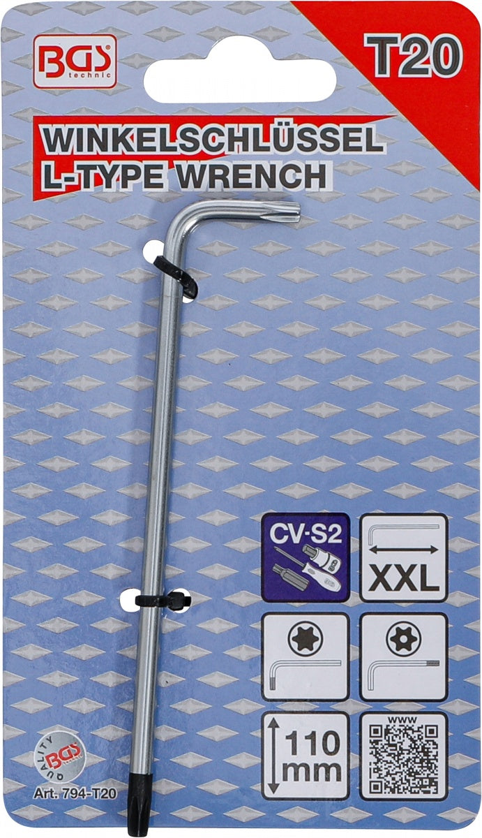 L-TYPE WRENCH | EXTRA LONG | T-STAR TAMPERPROOF (FOR TORX) T20 (794-T20)