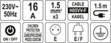 POWER STRIP W. GROUND 4S 1,5M (72353)