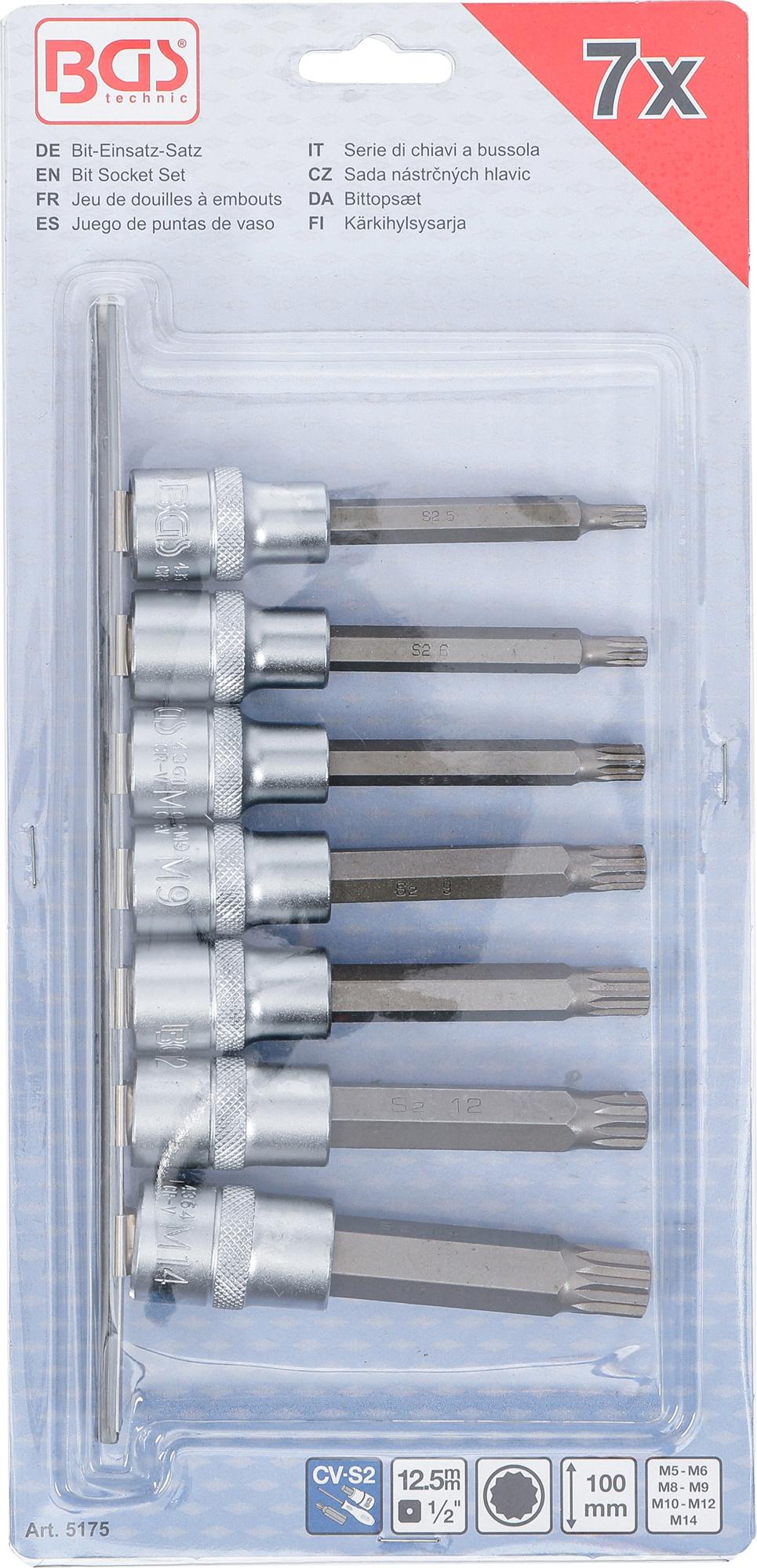 BIT SOCKET SET | 12.5 MM (1/2") DRIVE | SPLINE (FOR XZN) M5 - M14 | 7 PCS. (5175)