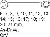 PVC TRAY WITH 16PCS COMB.SPANNERS 6-21 (YT-5531)