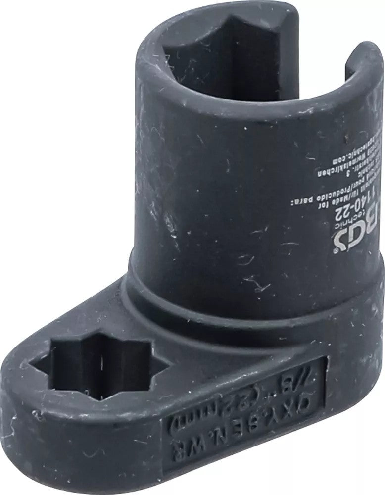 OXYGEN SENSOR SOCKET | ANGLED | 12.5 MM (1/2") DOUBLE 4-POINT DRIVE | 22 MM | 11 MM SLOT (1140-22)