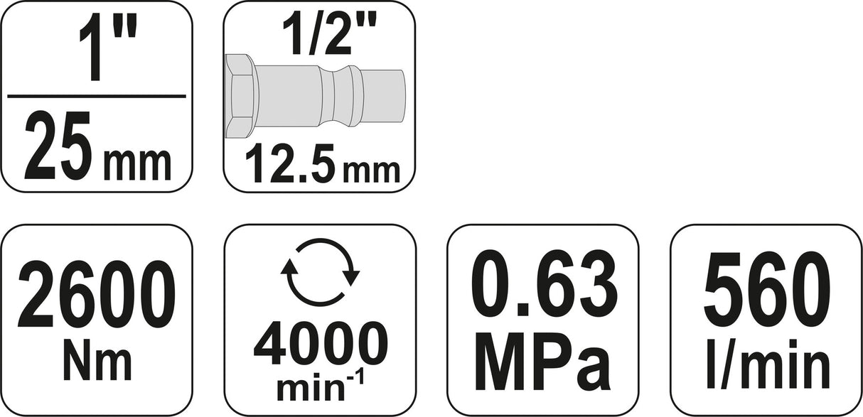 PINLESS HAMMER IMPACT WRENCH 1" 2600NM (YT-0960)