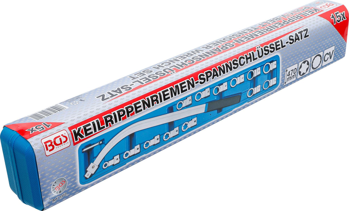 TENSIONER PULLEY WRENCH SET | 12-POINT 12 - 19 MM / E-TYPE E10 - E18 | 15 PCS. (1312)