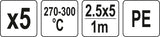WELDING PLASTIC RODS PE 2,5X5MM 5PCS (YT-82304)