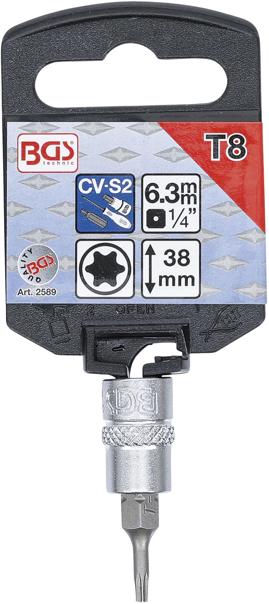 BIT SOCKET | 6.3 MM (1/4") DRIVE | T-STAR (FOR TORX) T8 (2589)