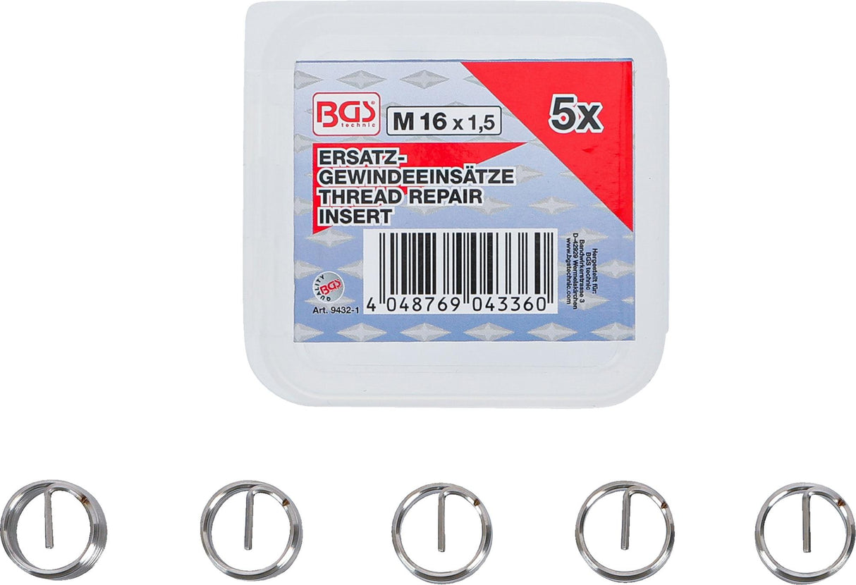 REPLACEMENT THREAD INSERTS | M16 X 1.5 MM | 5 PCS. (9432-1)