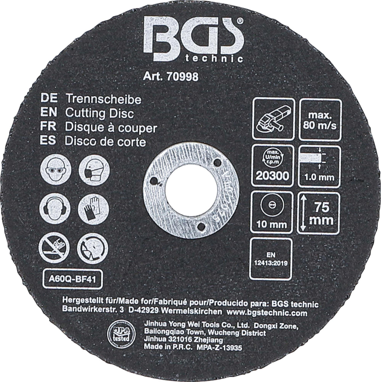 CUTTING DISC SET | FOR STAINLESS STEEL | Ø 75 X 1.0 X 10 MM | 5 PCS. (70998)