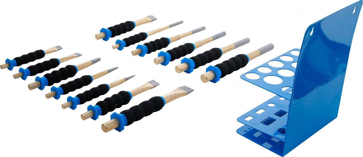 PIN PUNCH / CENTRE PUNCH / FLAT CHISEL SET | WITH HAND PROTECTION | 13 PCS. (74596)