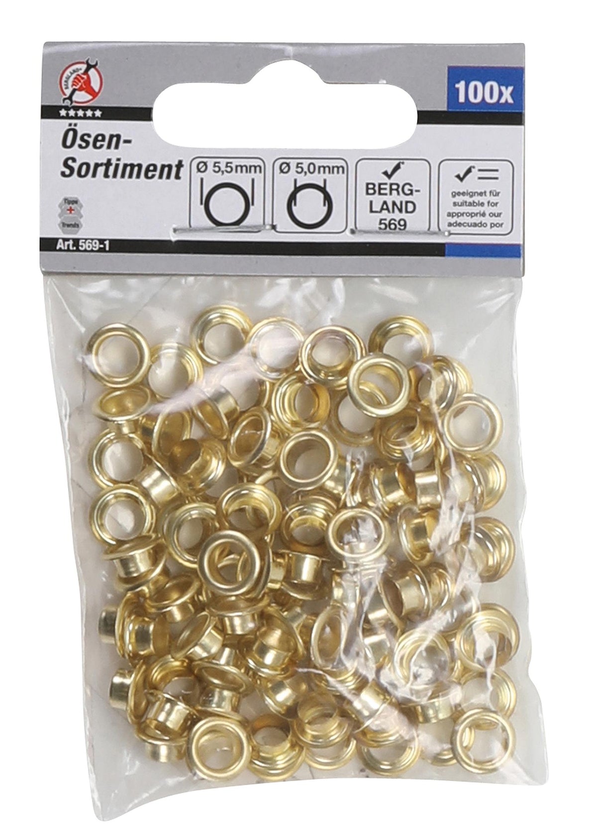 EYELET ASSORTMENT | 5.0 X 5.5 MM | 100 PCS. (569-1)